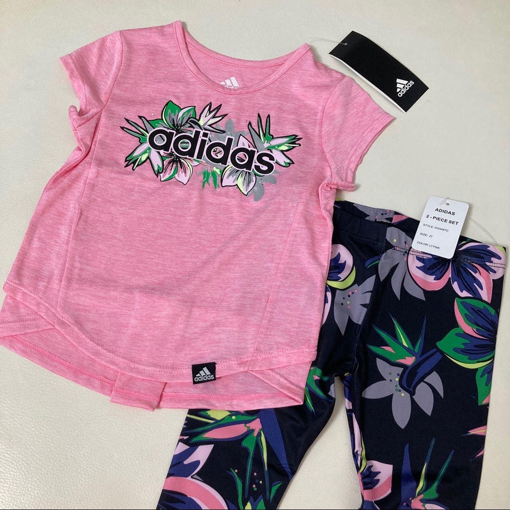 Adidas cute floral pink leggings set 6205 - Picture 3 of 8